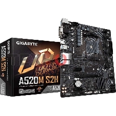Материнская плата Gigabyte A520M S2H, AM4, AMD A520, 2xDDR4, 4xSATA, 1xM.2, 1xPCIe 3.0 x16, 2xPCIe x1, 1xHDMI, 1xDVI-D, 1xVGA, 1x 1Gb LAN, 4xUSB-A 3.2 Gen 1, 2xUSB-A 2.0, 3x3.5 мм, 7.1, mATX