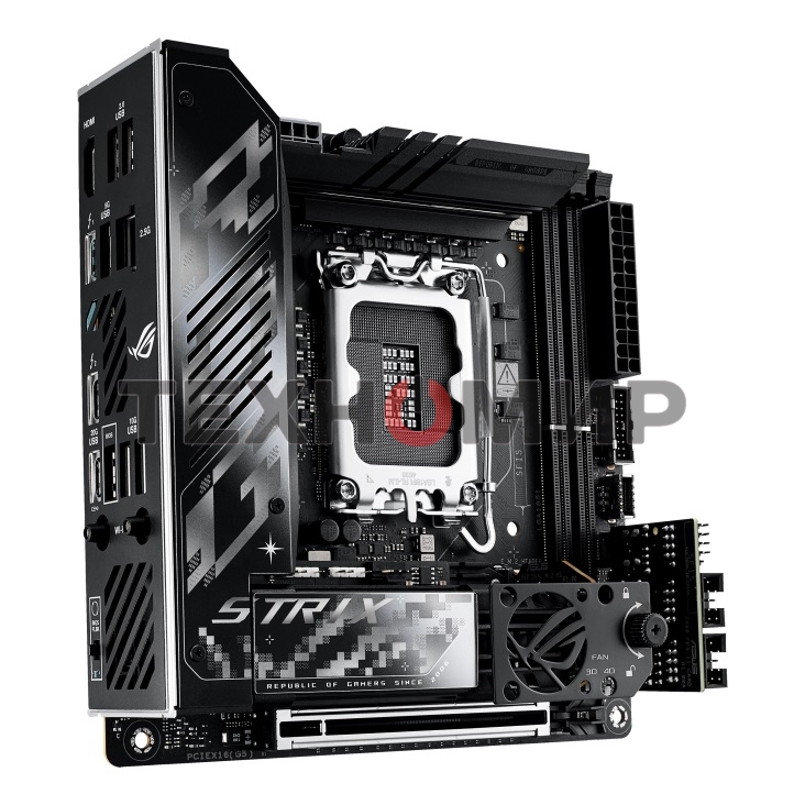 Материнская плата ASUS ROG STRIX Z890-I GAMING WIFI, LGA 1851, Intel Z890, 2xDDR5, 2xSATA, 2xM.2, 1xPCIe 5.0 x16, 1xHDMI, 2xUSB-C Thunderbolt 4, 1xUSB-C 20Gbps, 3xUSB-A 10Gbps, 1xUSB-A 5Gbps, 2xUSB-A 2.0, 1x 2.5Gb LAN, Mini-ITX