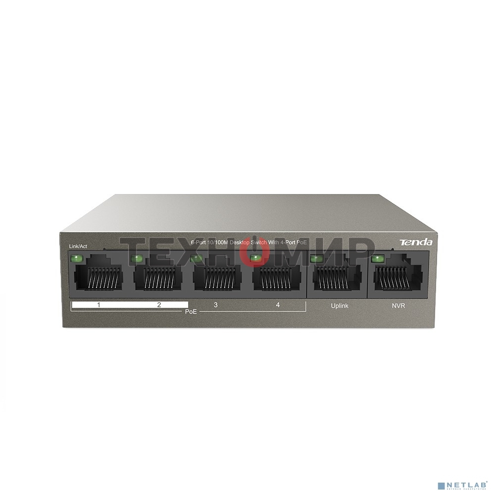 Коммутатор Tenda TEF1106P-4-63W 6PORT 100M 4POE