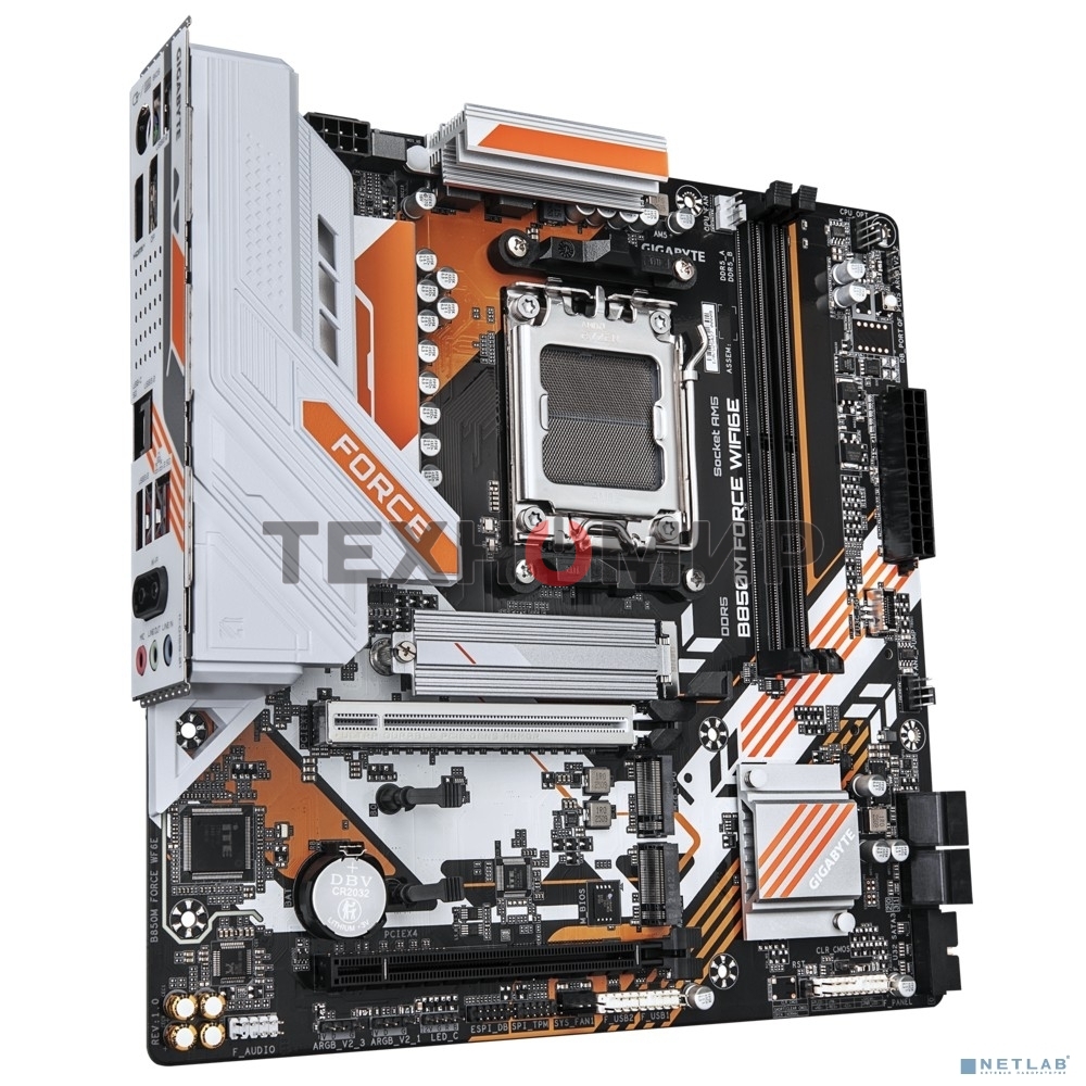 Материнская плата Gigabyte B850M FORCE WF6E (V1.2), AM5, AMD B850, 2xDDR5, 4xSATA, 3xM.2, 1xPCIe 5.0 x16, 1xPCIe 4.0 x4, 1xDP, 1xHDMI, 1x2.5Gb LAN, Wi-Fi 6E, Bluetooth 5.3, 1xUSB-C 5Gbps, 1xUSB-A 10Gbps, 2xUSB-A 5Gbps, 2xUSB-A 2.0, 3x3.5 мм, 7.1, mATX