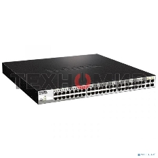 Коммутатор настраиваемый D-Link DGS-1210-52MPP/E2A PROJ WebSmart с 48 портами 10/100/1000Base-T и 4 портами 1000Base-X SFP (порты 1-48 с поддержкой PoE 802.3af/802.3at (30 Вт), PoE-бюджет 740 Вт)