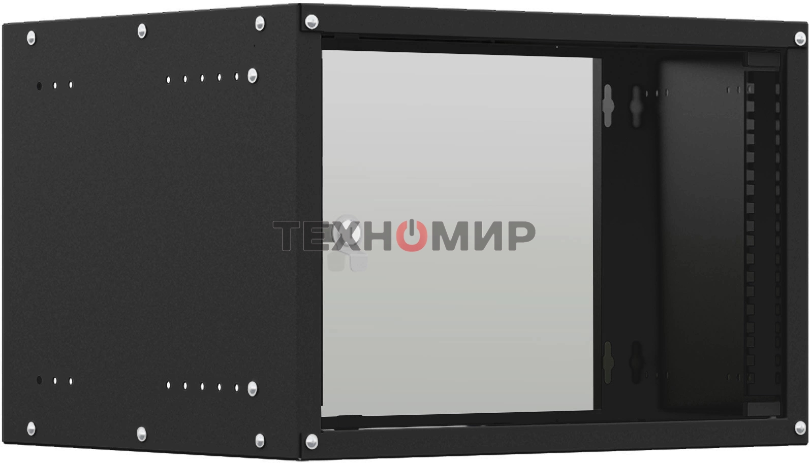 Шкаф коммутационный NTSS Lime (NTSS-WL6U5560GS-BL) настенный 6U 550x600 мм пер. дв. стекл несъемн. бок. пан. 30 кг черный 520 мм 12 кг 110 град. 500 мм IP20