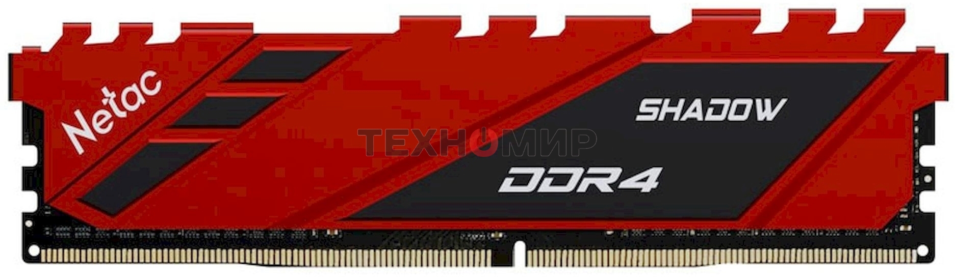 Оперативная память NETAC Shadow, DDR4, 8GB (1x8GB), 3600MHz, CL18, DIMM, с радиаторами, красный