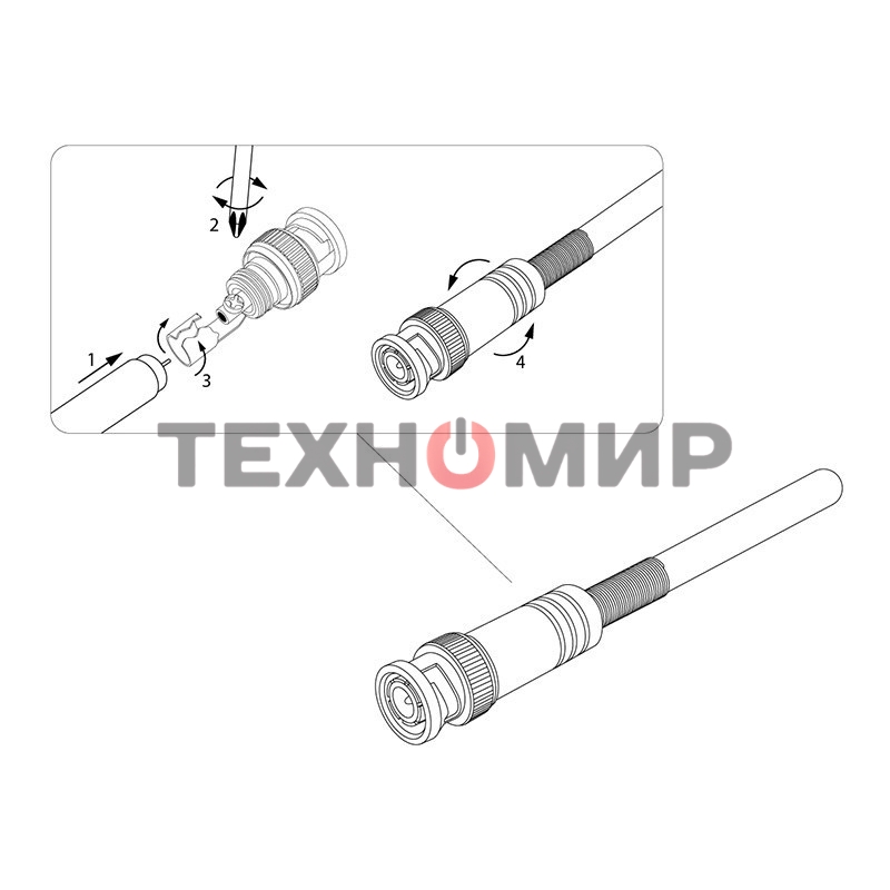 Разъем Rexant штекер BNC под винт с пружиной металл