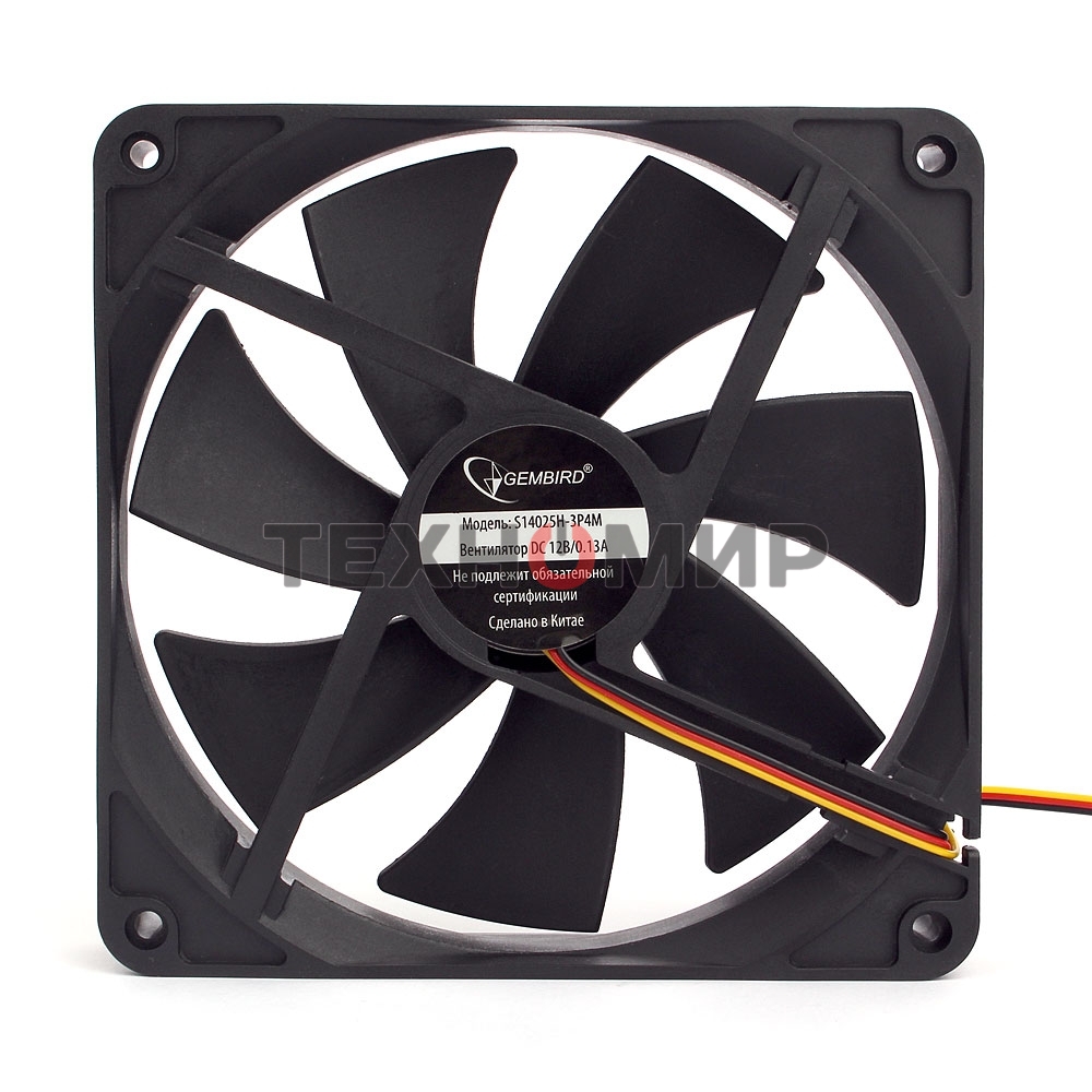 Вентилятор для корпуса Gembird черный, 140 мм, 2000 об/мин, 25.5 дБ, 3 pin