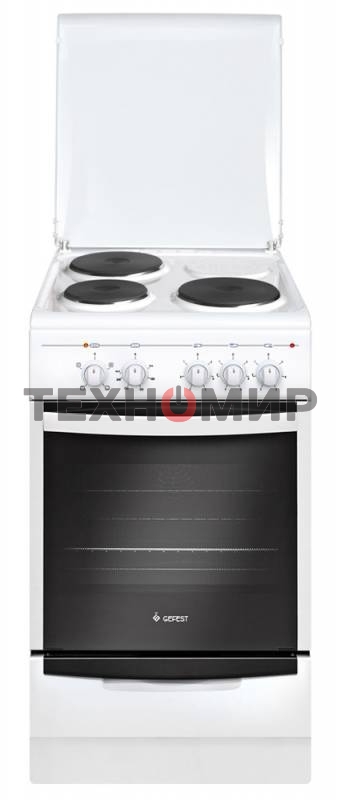 Плита электрическая Gefest 5140 белый, конфорок 3 электрических, духовка 55 л, 50 см x 85 см x 58.5 см