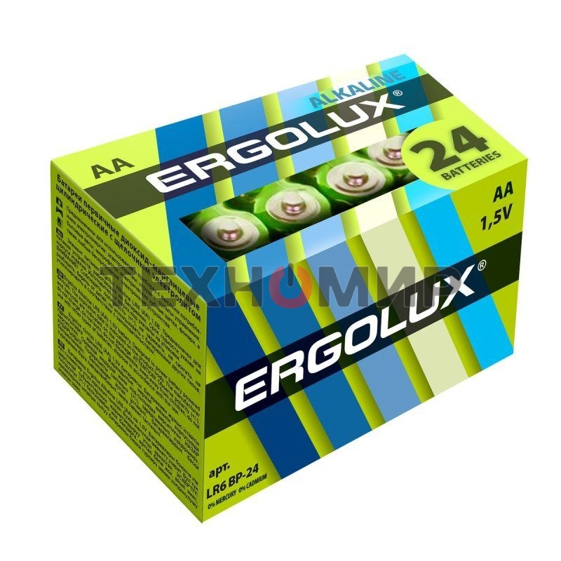 Элемент питания алкалиновый Ergolux LR6 Alkaline BP-24 (уп.24шт)