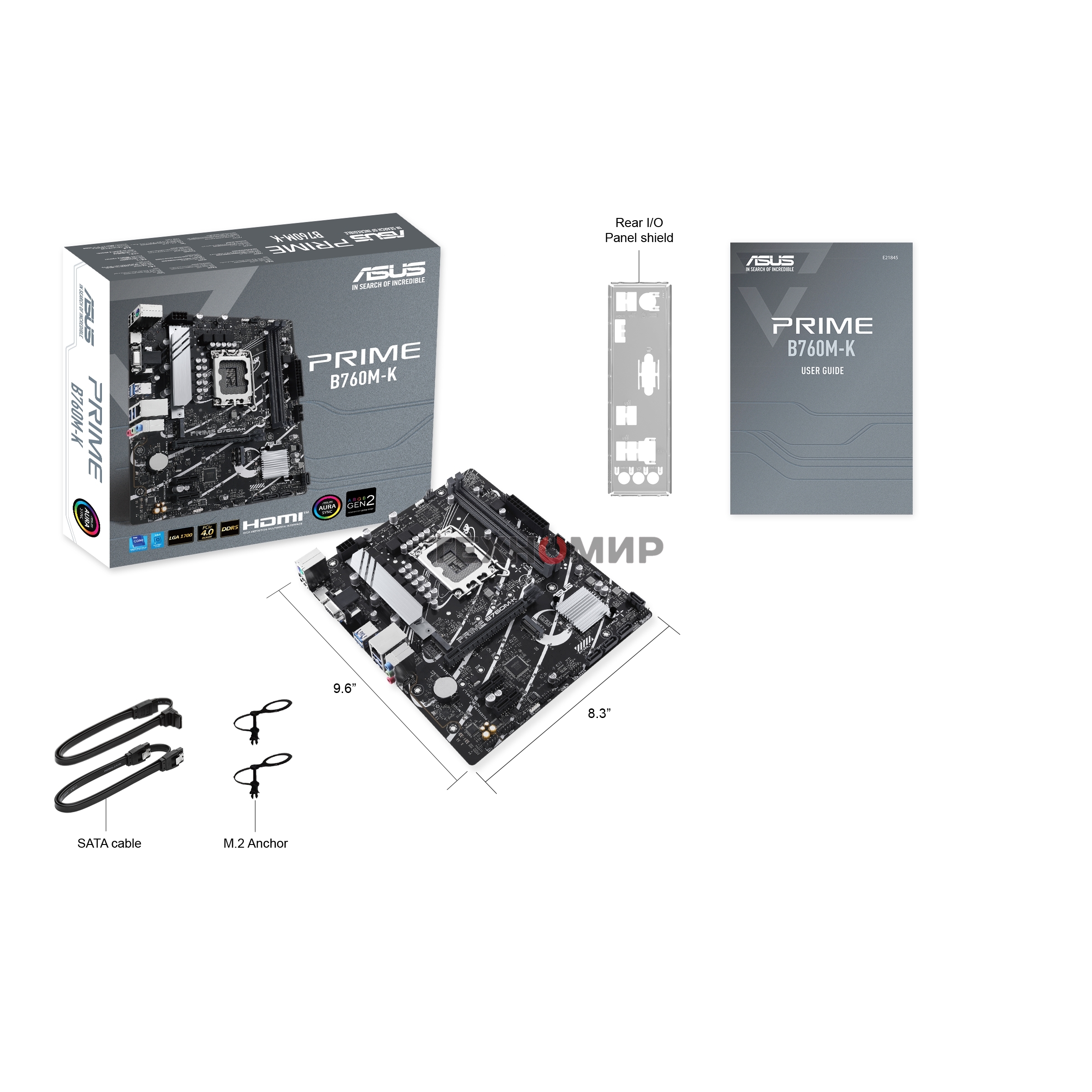 Материнская плата ASUS PRIME B760M-K, LGA 1700, Intel B760, 2xDDR5, 4xSATA, 2xM.2, 1xPCIe 4.0 x16, 2xPCIe x1, 1xHDMI, 1xVGA, 1x 2.5Gb LAN, 2xUSB-A 3.2 Gen 1, 2xUSB-A 2.0, 3x3.5 мм, 7.1, mATX