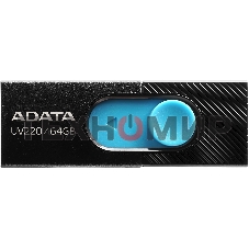 Флешка USB ADATA UV220 (AUV220-64G-RBKBL), 64Gb, USB 2.0, R/W 15/5, черный/голубой