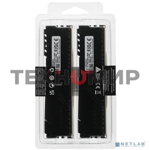 Оперативная память Kingston Fury Beast, DDR4, 16GB (2x8GB), 3200MHz, CL16, DIMM, с радиатором, черный