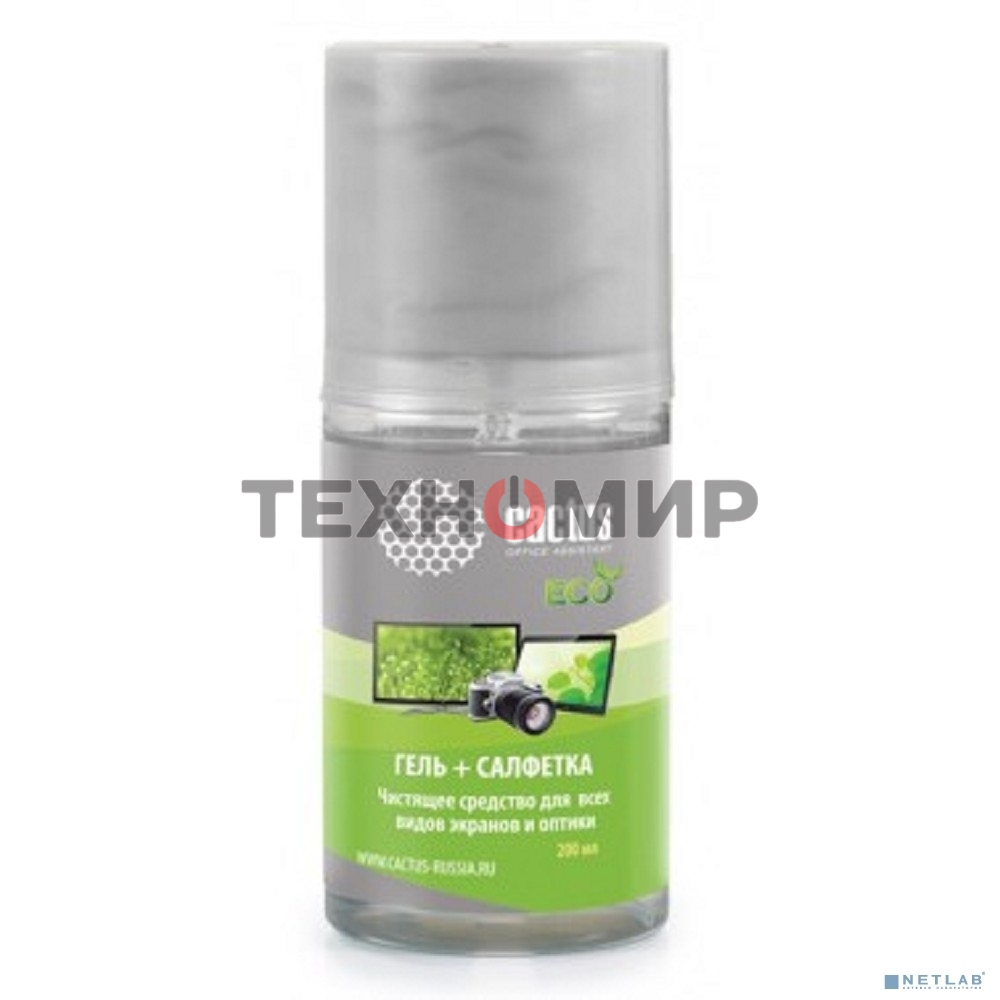 Чистящий набор (салфетки + гель) Cactus CS-S3004E для экранов и оптики 1 шт 18x18 см 200 мл