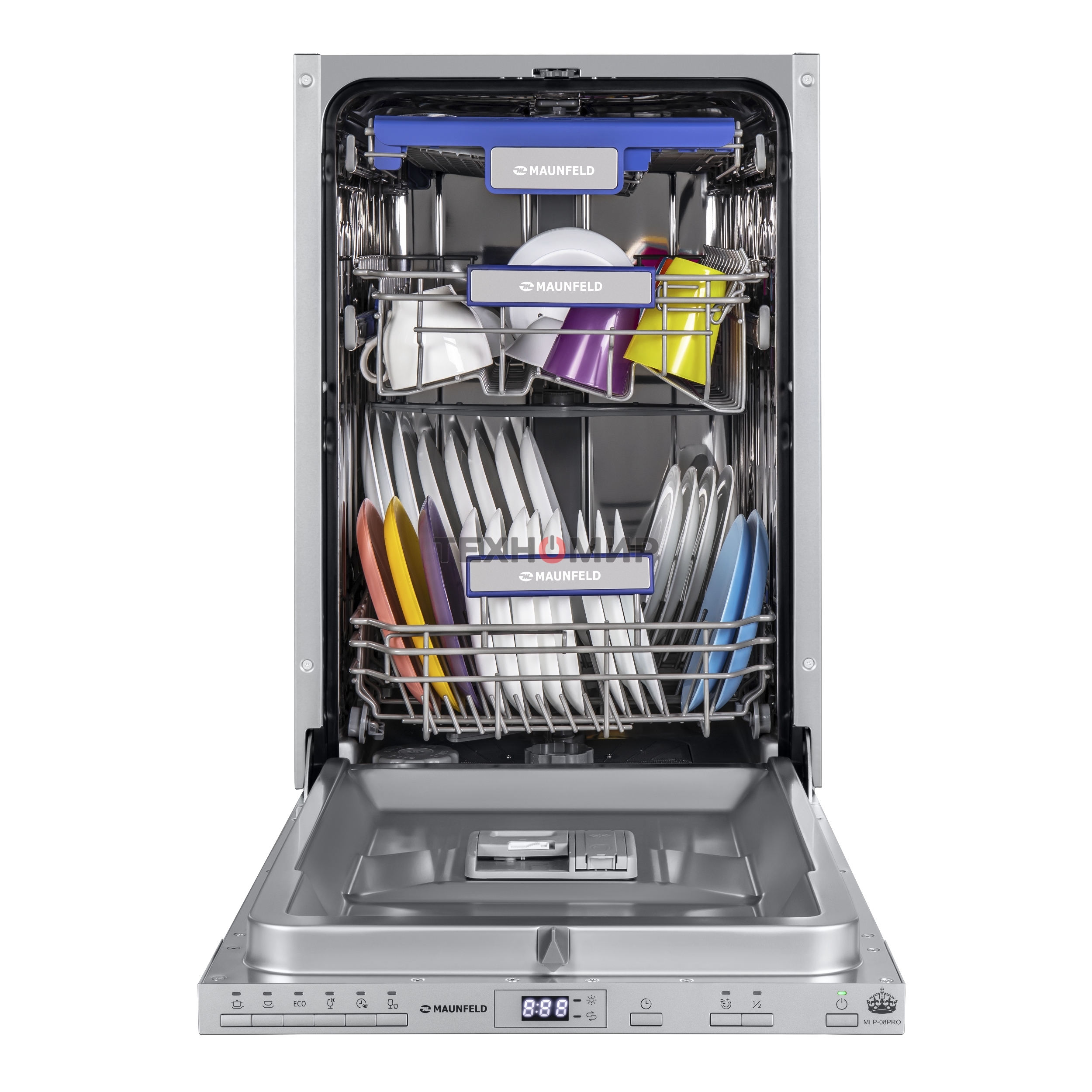 Встраиваемая посудомоечная машина Maunfeld MLP-08PRO, серебристый, 44.8 см, 10 компл., 47 дБ, класс A++