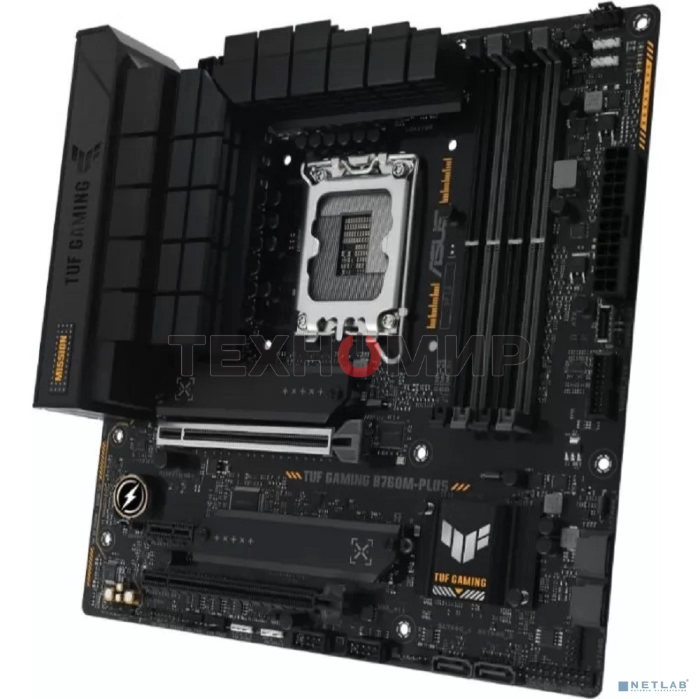 Материнская плата ASUS TUF GAMING B760M-PLUS, LGA 1700, Intel B760, 4xDDR5, 4xSATA, 2xM.2, 1xPCIe 5.0 x16, 1xPCIe 4.0 x4, 1xPCIe x1, 2xUSB-A 3.2 Gen 2, 3xUSB-A 3.2 Gen 1, 2xUSB 2.0, 1xUSB-C 3.2 Gen 2x2, 1x2.5Gb LAN, 5x3.5 мм, 7.1, mATX
