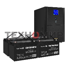 Комплект источника бесперебойного питания Exegate EX295990RUS + батарея 100Aч EX282985RUS 4шт (инвертор, синус, для котла) ExeGate SineTower SZ-3000.LCD.AVR.3SH.1C13.RJ.USB <3000VA/2400W, чистый синусоида, LCD дисплей, AVR, 3*Schuko+1*C13, RJ45/11, USB, л