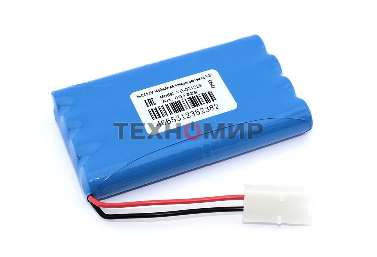 Аккумулятор Ni-Cd 9,6V 1400mAh AA Flatpack разъем KET-2P