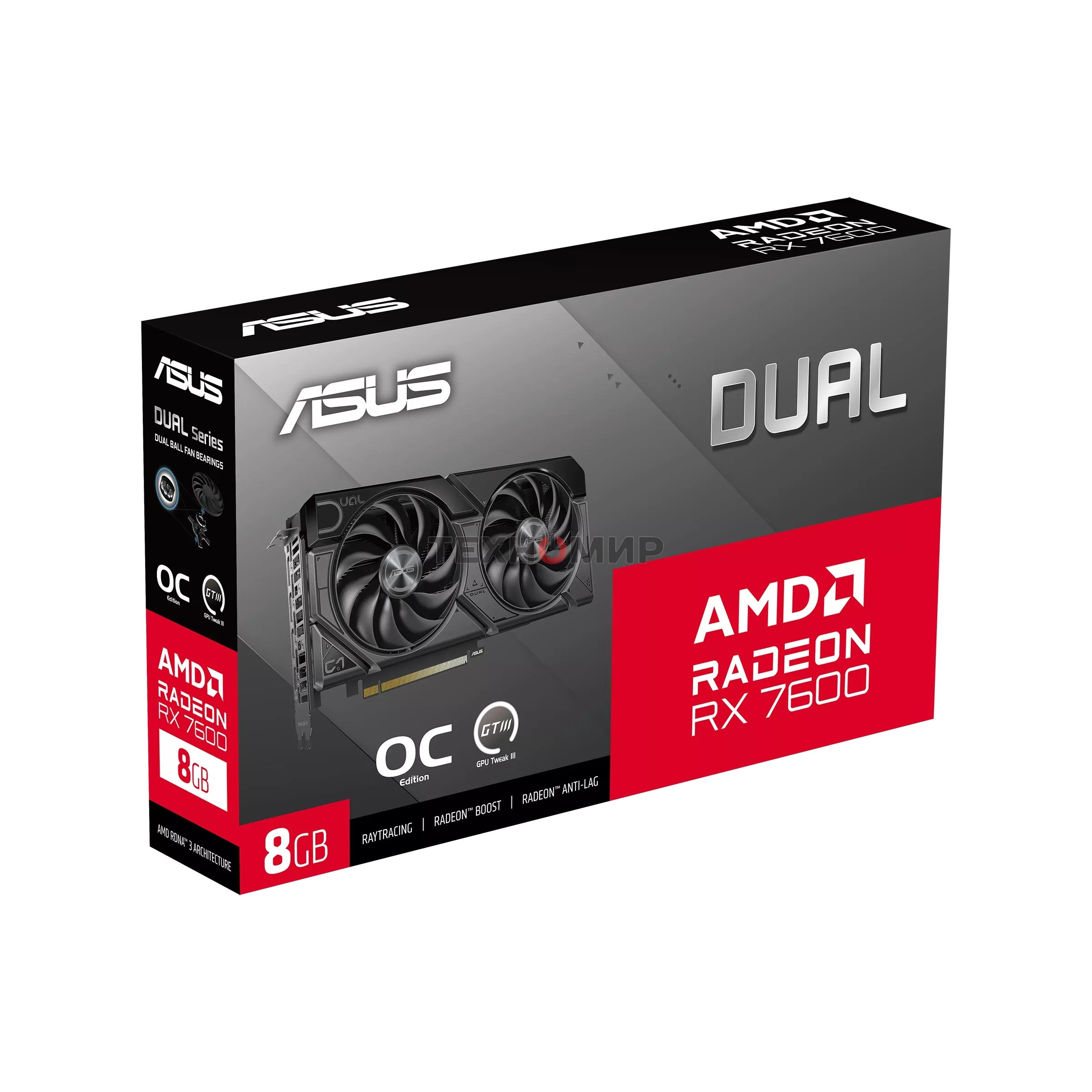 Видеокарта Asus AMD Radeon RX 7600 8Gb PCI-E DUAL-RX7600-O8G-EVO 128bit GDDR6 2280/18000 HDMIx1 DPx3 HDCP Ret