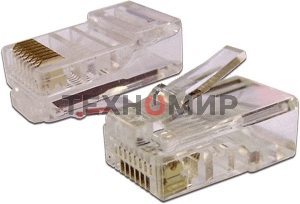 Коннектор RJ45 UTP 8P8C, универсальный, со вставкой, cat.5e, 100 шт.