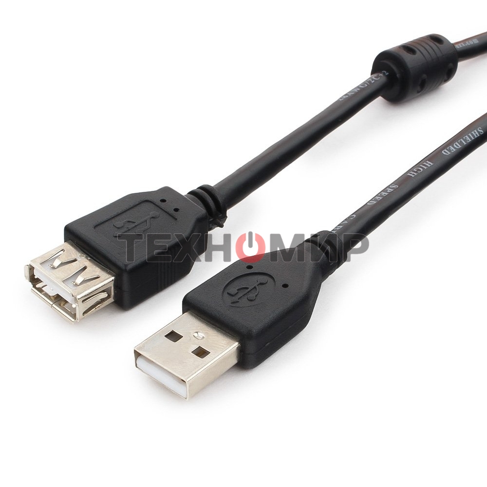 Кабель Cablexpert USB2.0 Pro CCF2-USB2-AMAF-6, AM/AF, 1.8м, экран, 2феррит.кольца, черный, пакет