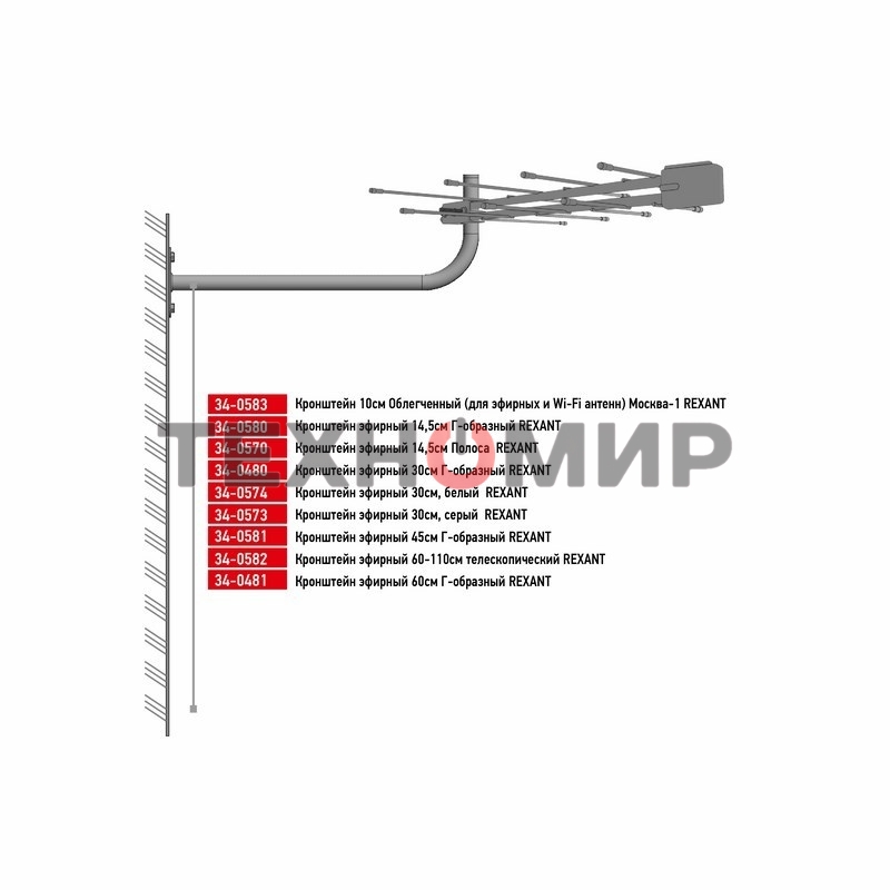 Кронштейн Rexant 10 см облегченный (для эфирных и Wi-Fi антенн) Москва-1