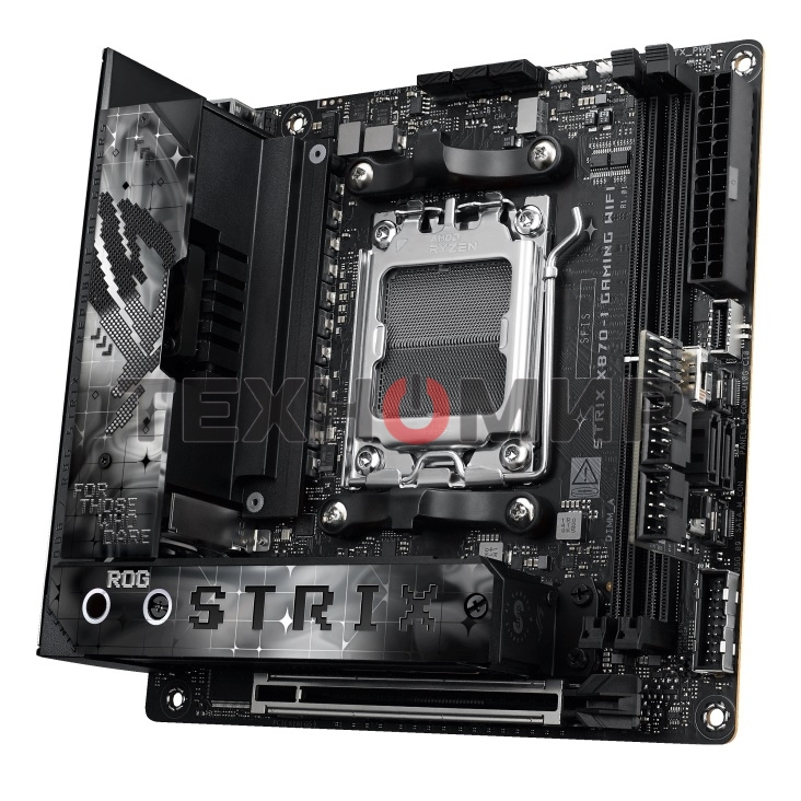 Материнская плата ASUS ROG STRIX X870-I GAMING WIFI, AM5, AMD X870, 2xDDR5, 2xSATA, 2xM.2, 1xPCI-E 5.0 x16, 1xHDMI, 2xUSB-C USB4, 1xUSB-C 10Gbps, 4xUSB-A 10Gbps, 1x 2.5Gb LAN, 2x3.5 мм, Mini-ITX