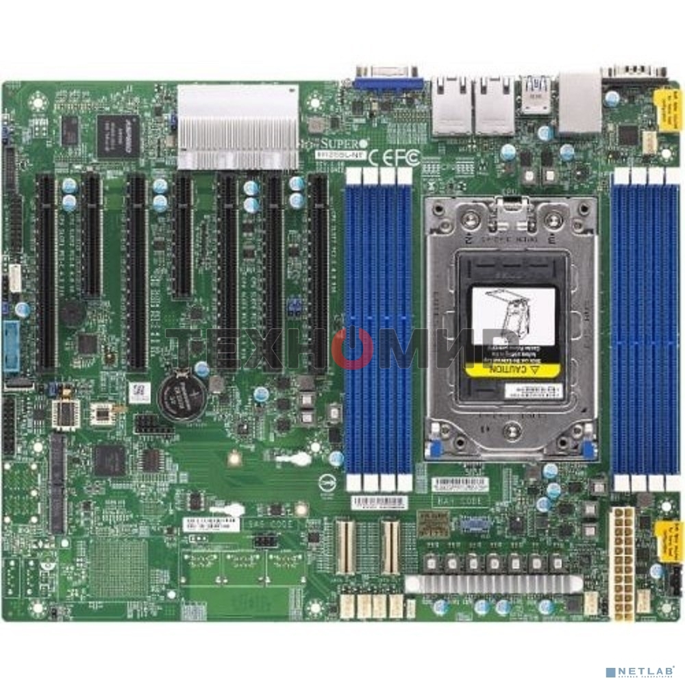 Материнская плата серверная Supermicro H12SSL-NT-B, SP3, чипсет встроен в процессор, 8xDDR4, 8xSATA, 2xM.2, 5xPCI-E 4.0 x16, 2xPCI-E x8, 2x10Gb LAN, 4xUSB-A 3.0, 1xVGA, 1xCOM, ATX