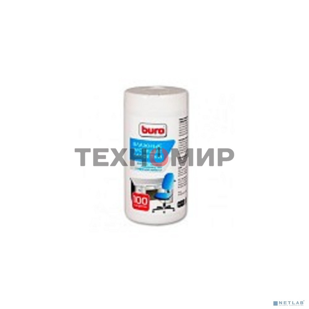 Салфетки Buro BU-Tsurl, 100 шт. для пластиковых поверхностей и офисной мебели туба 100шт влажных
