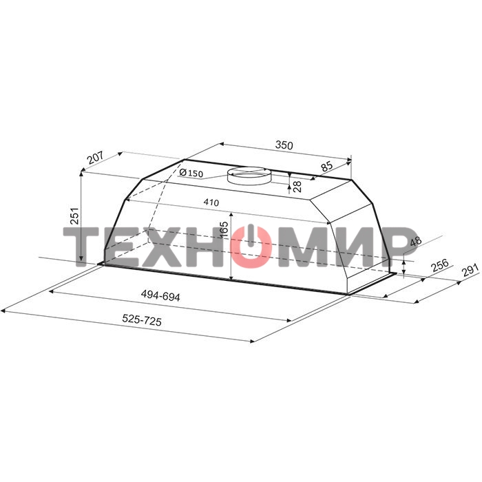 Вытяжка встраиваемая Krona Ameli 600 inox PB нержавеющая сталь, 60 см, 633 куб. м/ч, 50 дБ