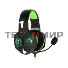 Гарнитура проводная игровая RUSH TAIPAN, динамики 50мм, велюровые амбушюры, вирт.звук 7.1, чер/зел (SBHG-3100)