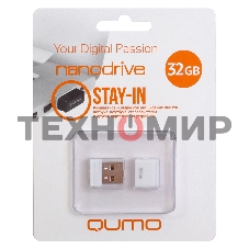 Флешка USB 2.0 QUMO 32Gb, NANO QM32GUD-NANO-W белый