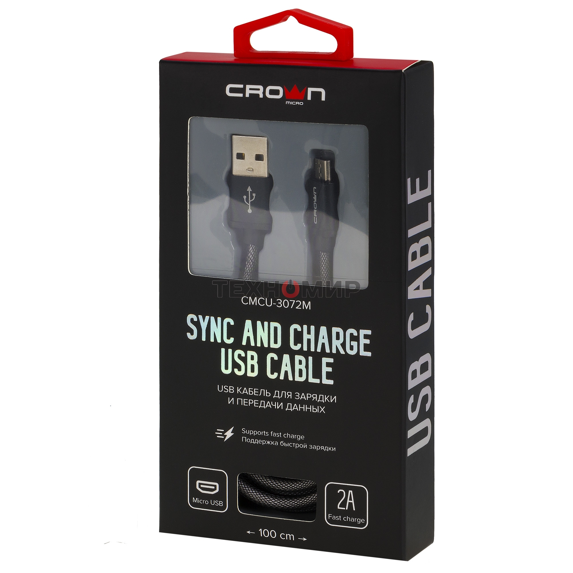 Кабель Crown USB - microUSB CMCU-3072M черный