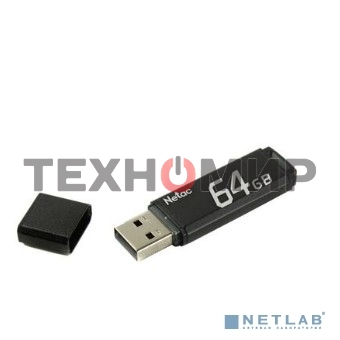 Флешка USB Netac U351 (NT03U351N-064G-20BK), 64Gb, USB 2.0, R/W 25/10, черный