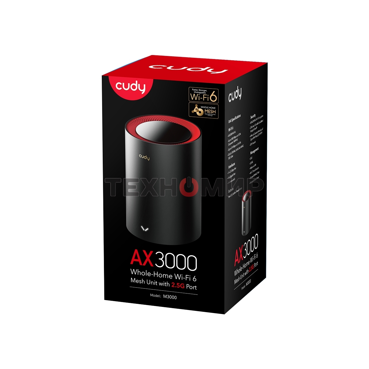 Бесшовный Mesh роутер Cudy M3000(1-PACK) AX3000 10/100/1000/2500BASE-T, белый