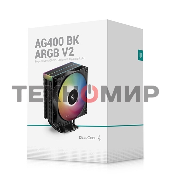 Кулер для процессора DEEPCOOL AG400 BK ARGb V2 черный 120мм алюминий+медь 2100rpm 31.6db 4-pin 220W 154мм