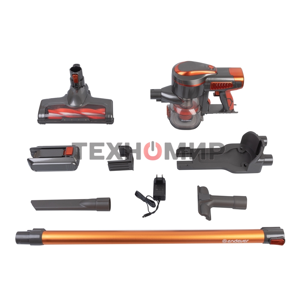 Пылесос вертикальный циклонного типа аккумуляторный Endever SkyClean VC-301, темно-серый/оранжевый, 4 шт,уп