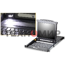 Переключатель-KVM 8-портовый IP с ЖК-дисплеем Slideaway/ATEN SINGLE RAIL 8P PS/2-USB LCDKVMP 17INCH WIH IP