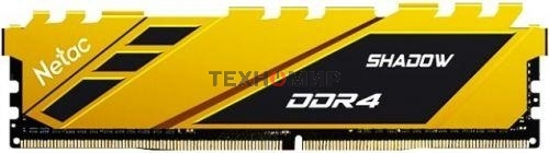 Оперативная память NETAC Shadow, DDR4, 16GB (1x16GB), 3200MHz, CL16, DIMM, с радиаторами, желтый