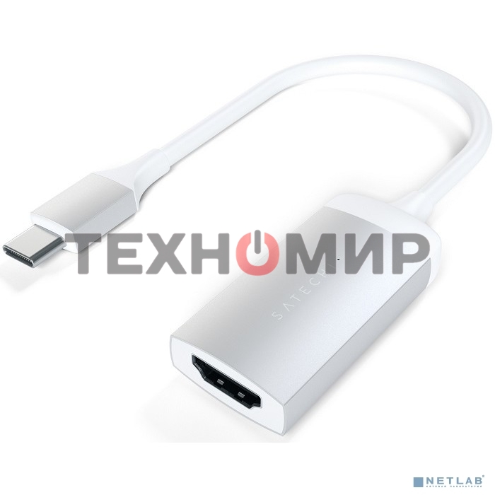 Адаптер Satechi Type-C to HDMI 4K 60HZ. Поддержка 4K/60Hz. Материал корпуса алюминий. Цвет серебряный.
