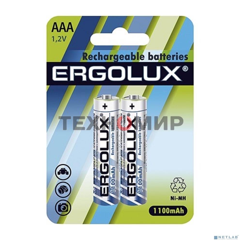 Аккумулятор Ergolux AAA-1100 мАч Ni-Mh BL-2 NHAAA1100BL2 1.2В (блист.2шт)