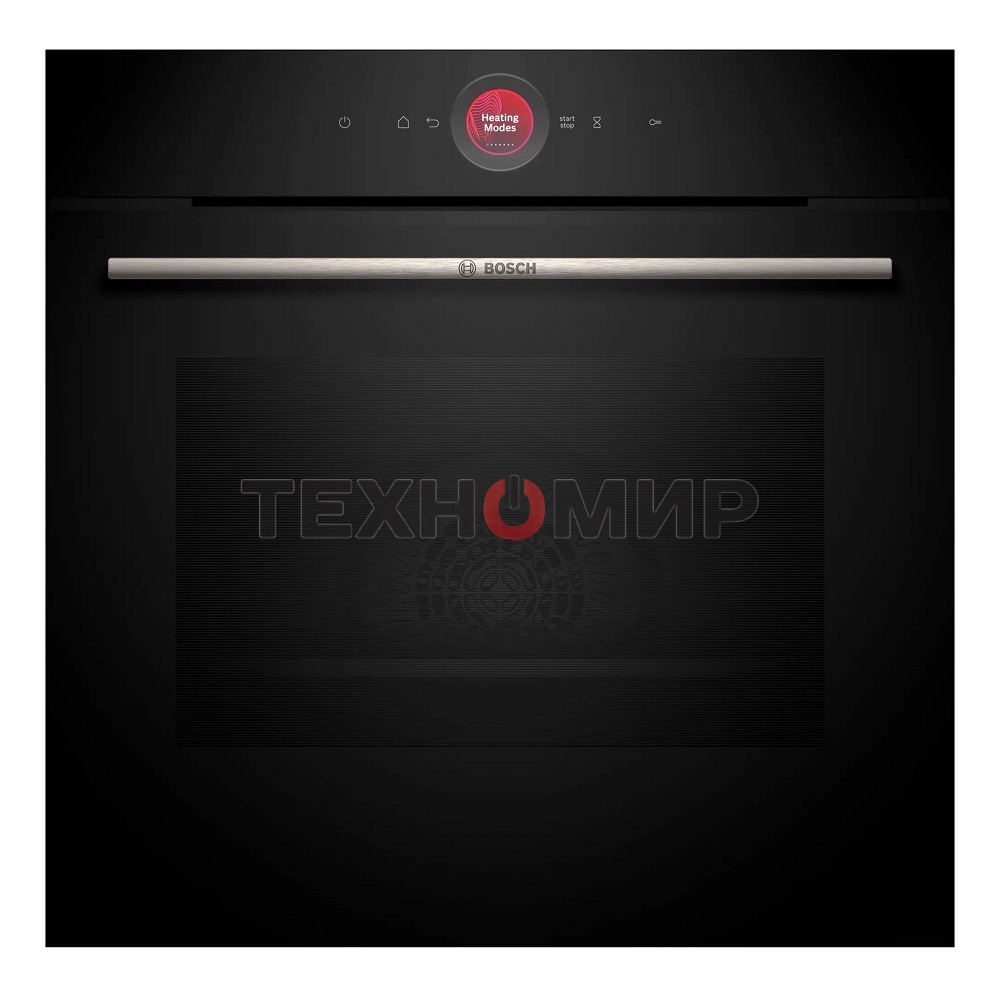 Встраиваемый духовой шкаф с 14 режимами нагрева,контроль температуры от 30 °C до 300 °C,объем 71 л,Eco Clean Direct,TFT сенсорный дисплей,дверь с SoftClose и SoftOpen, Bosch Assist,система очистки пиролитическая,черный
