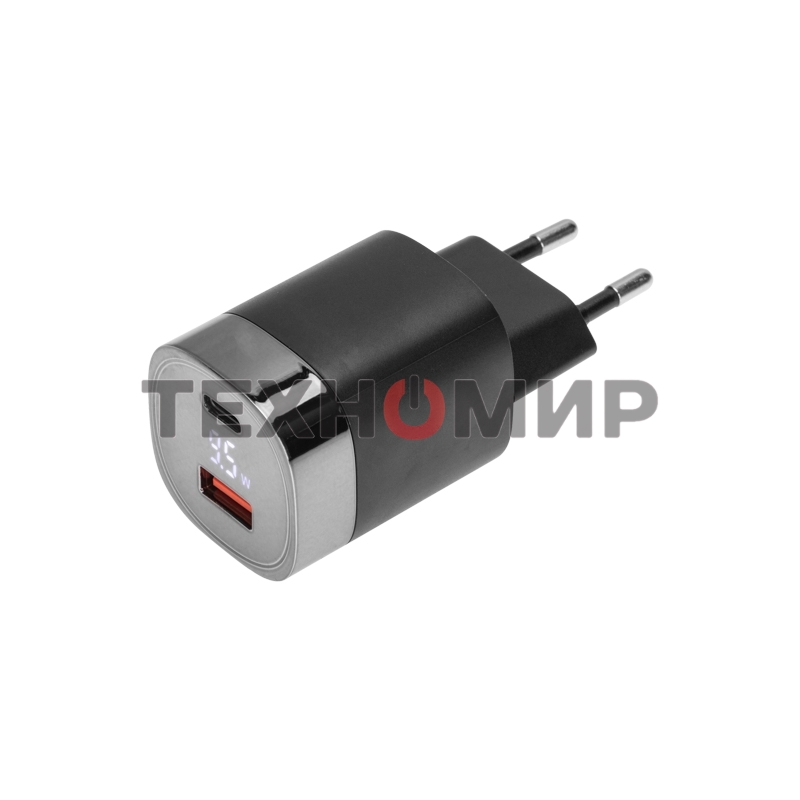 Сетевое зарядное устройство USB QC (30W) + Type C PD (33W), с дисплеем Rexant