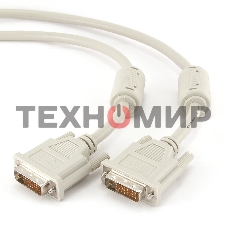 Кабель DVI-D dual link Gembird, 3.0м, 25M/25M, экран, феррит.кольца, пакет