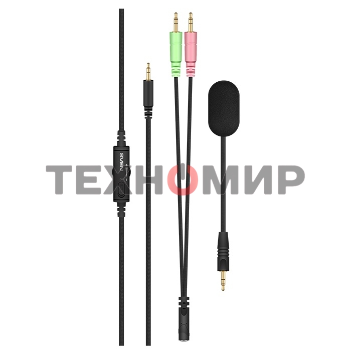 Гарнитура проводная игровая SVEN AP-G999MV с микрофоном серый (50 мм, мини-джек (стерео) O 3,5 мм (4 pin))