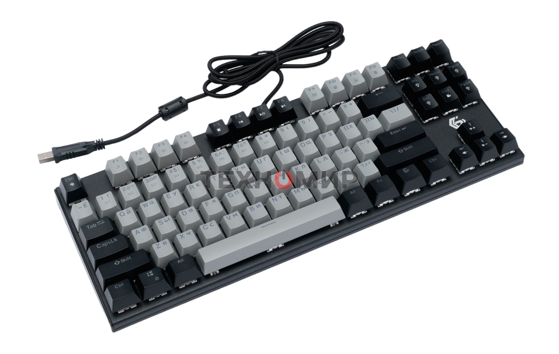 Клавиатура проводная механическая Gembird KB-G600, 87кл, Rainbow, красн.свитчи, 1.8м, черная