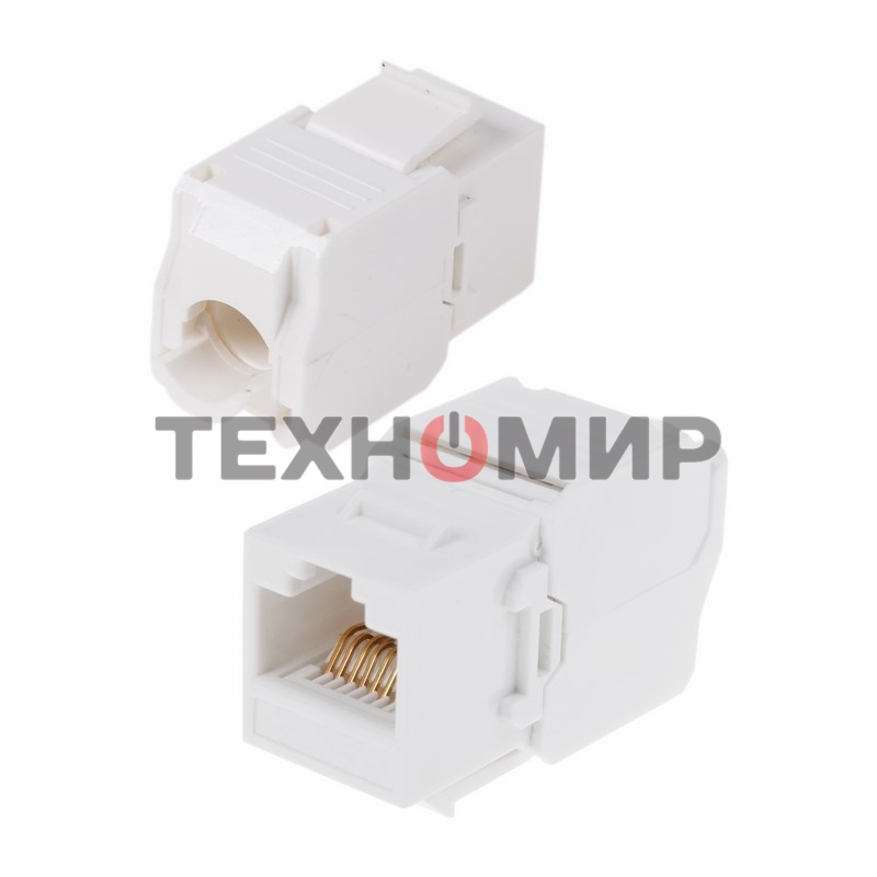 Модуль Rexant Keystone Jack RJ-45(8P8C), UTP неэкранированный, cat.5e, тип 90 градусов, самозажимной, белый