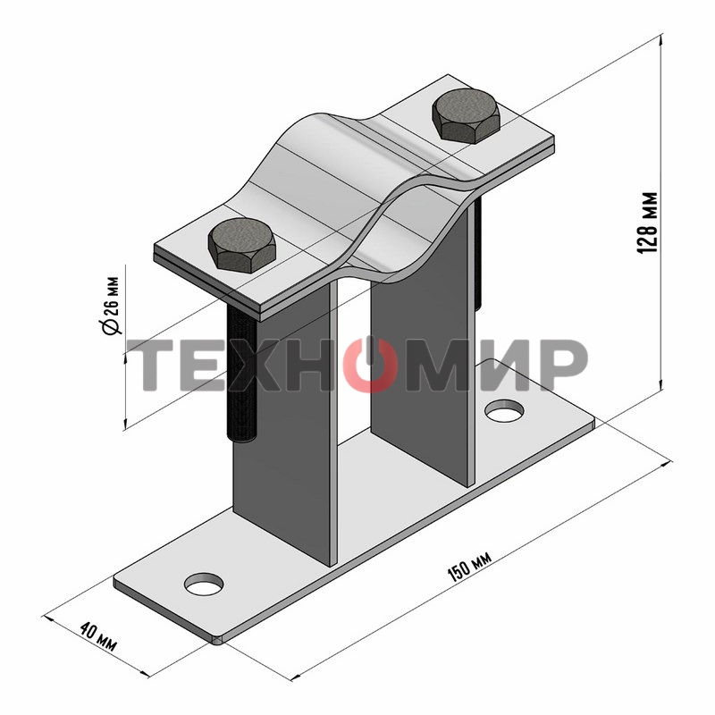 Кронштейн для мачт плоский Rexant 100 мм П-образный