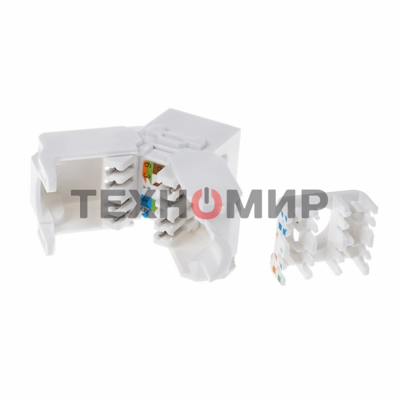 Модуль Rexant Keystone Jack RJ-45(8P8C), UTP неэкранированный, cat.5e, тип 90 градусов, самозажимной, белый