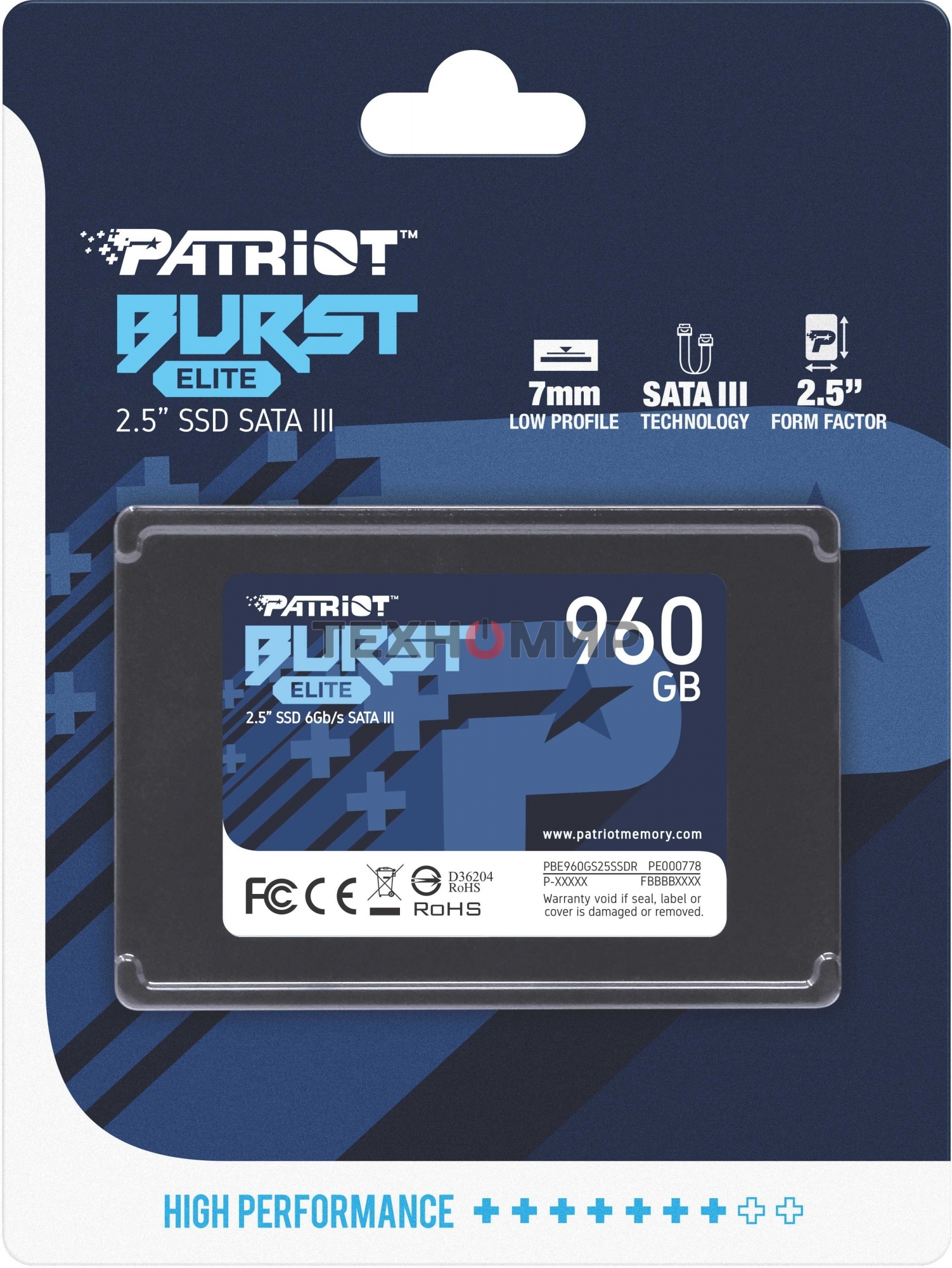 Накопитель SSD Patriot Burst Elite, 960Gb, SATA, 2.5
