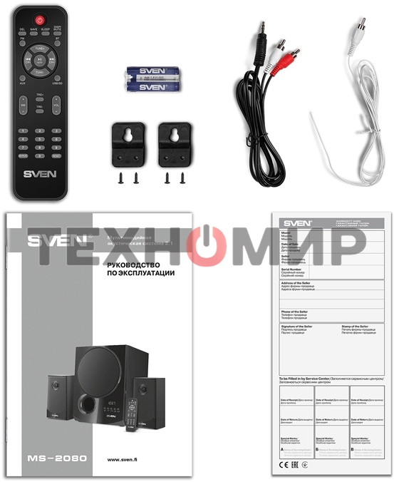 Акустическая система 2.1 SVEN MS-2080/70 Watt/~220V 50Hz/FM-тюнер, USB/SD, дисплей/BLUETOOTH/ПДУ/Black