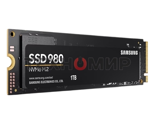 Накопитель SSD Samsung 980, 1000Gb, PCIe 3.0 x4, M.2 2280, NVMe, R/W 3500/3000