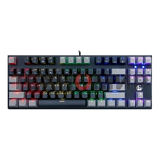 Клавиатура проводная механическая Gembird KB-G600-1, 87кл, Rainbow, коричн.свитчи, 1.8м, черная